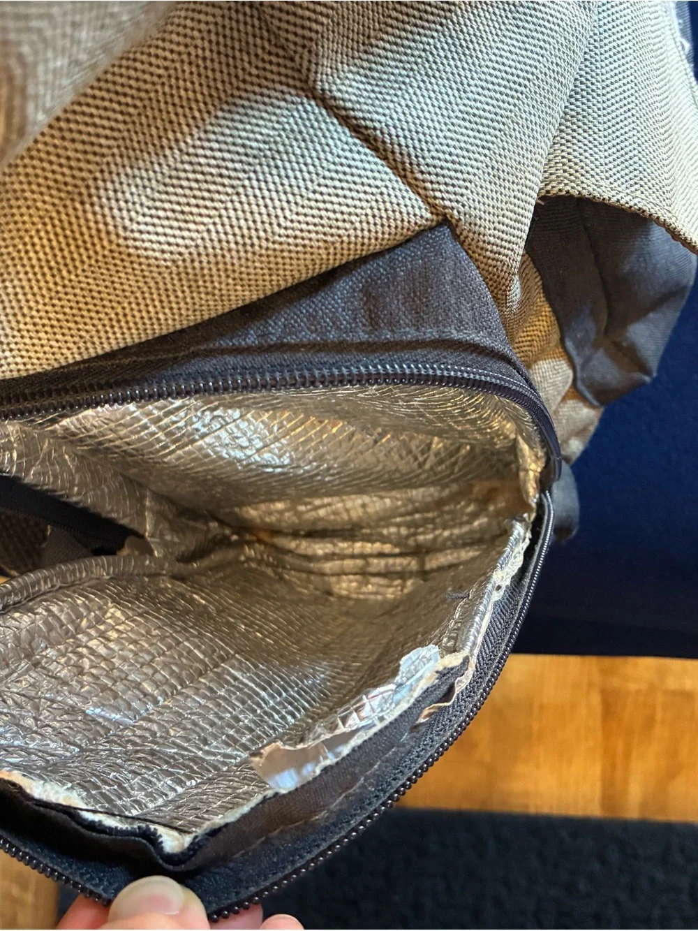 Eddie Bauer Olive and Navy Canvas Roll-Top Diaper Baby Backpack